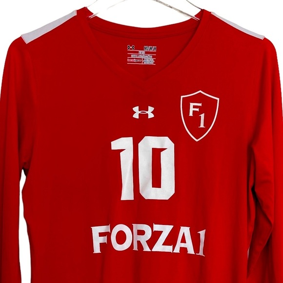 Girls Red V-Neck Long Sleeve Volleyball T-Shirt Size Medium. FORZA 1 Volleyball - Picture 2 of 5